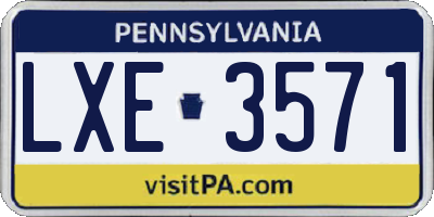PA license plate LXE3571
