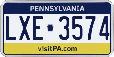 PA license plate LXE3574