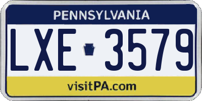 PA license plate LXE3579