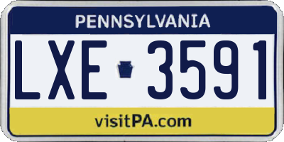 PA license plate LXE3591