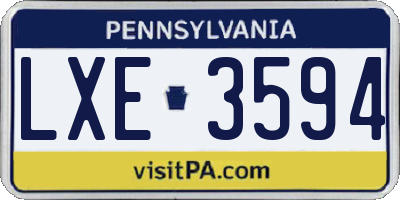 PA license plate LXE3594