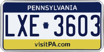 PA license plate LXE3603