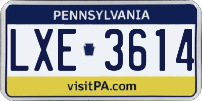 PA license plate LXE3614
