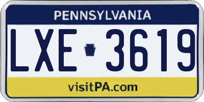 PA license plate LXE3619