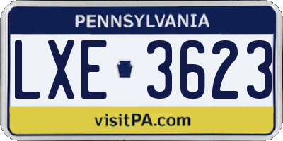 PA license plate LXE3623