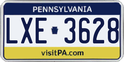 PA license plate LXE3628