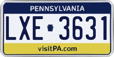 PA license plate LXE3631