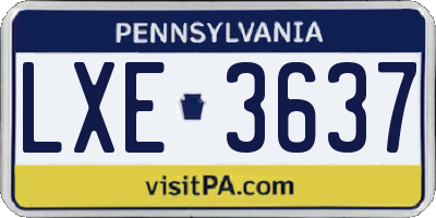PA license plate LXE3637