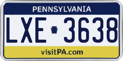 PA license plate LXE3638