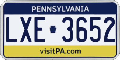 PA license plate LXE3652
