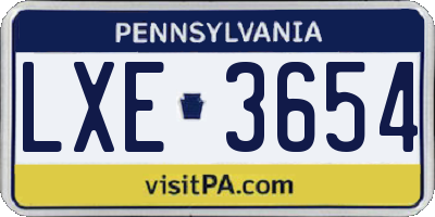 PA license plate LXE3654