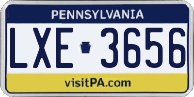 PA license plate LXE3656