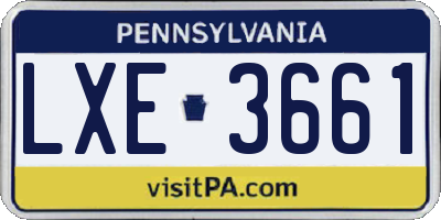 PA license plate LXE3661