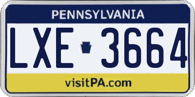 PA license plate LXE3664