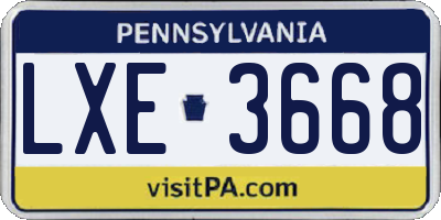 PA license plate LXE3668