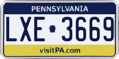 PA license plate LXE3669