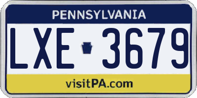 PA license plate LXE3679