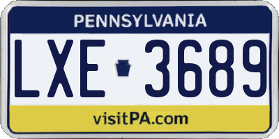 PA license plate LXE3689