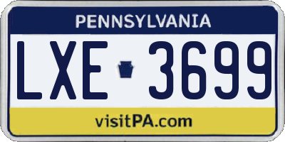 PA license plate LXE3699