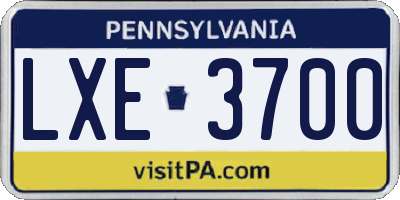 PA license plate LXE3700