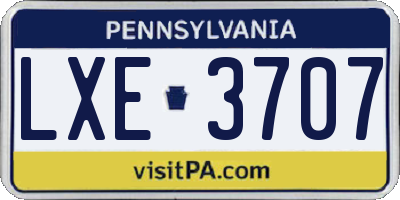 PA license plate LXE3707