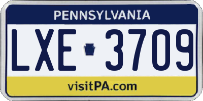 PA license plate LXE3709