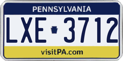 PA license plate LXE3712