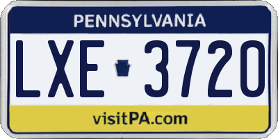 PA license plate LXE3720