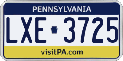 PA license plate LXE3725