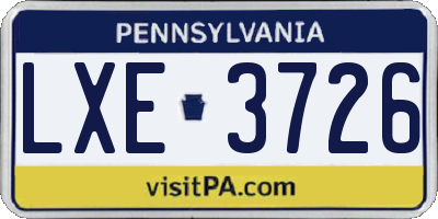 PA license plate LXE3726