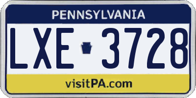 PA license plate LXE3728