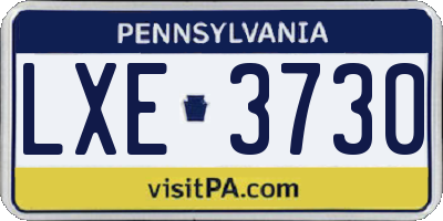 PA license plate LXE3730