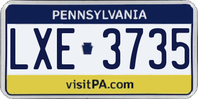 PA license plate LXE3735