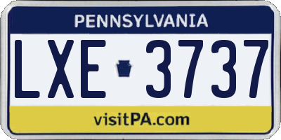 PA license plate LXE3737