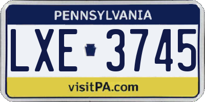 PA license plate LXE3745