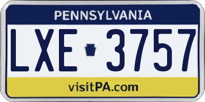 PA license plate LXE3757