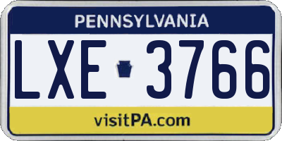 PA license plate LXE3766
