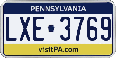 PA license plate LXE3769