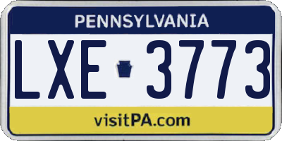 PA license plate LXE3773