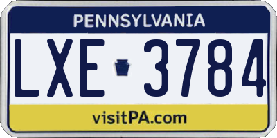 PA license plate LXE3784