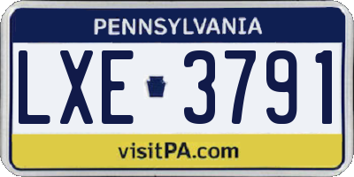 PA license plate LXE3791