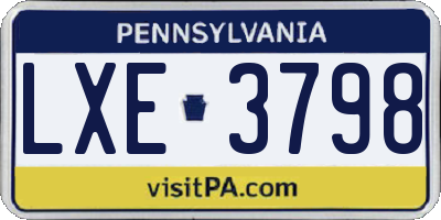 PA license plate LXE3798
