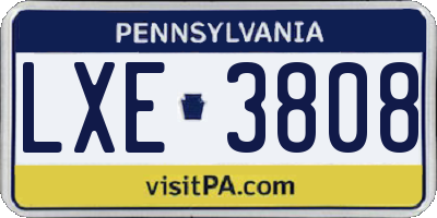 PA license plate LXE3808