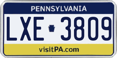 PA license plate LXE3809