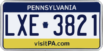 PA license plate LXE3821