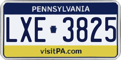 PA license plate LXE3825