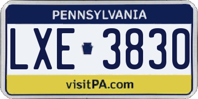 PA license plate LXE3830