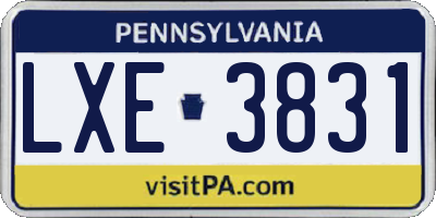 PA license plate LXE3831