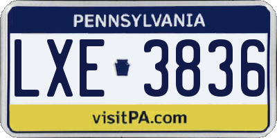 PA license plate LXE3836