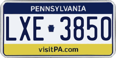 PA license plate LXE3850